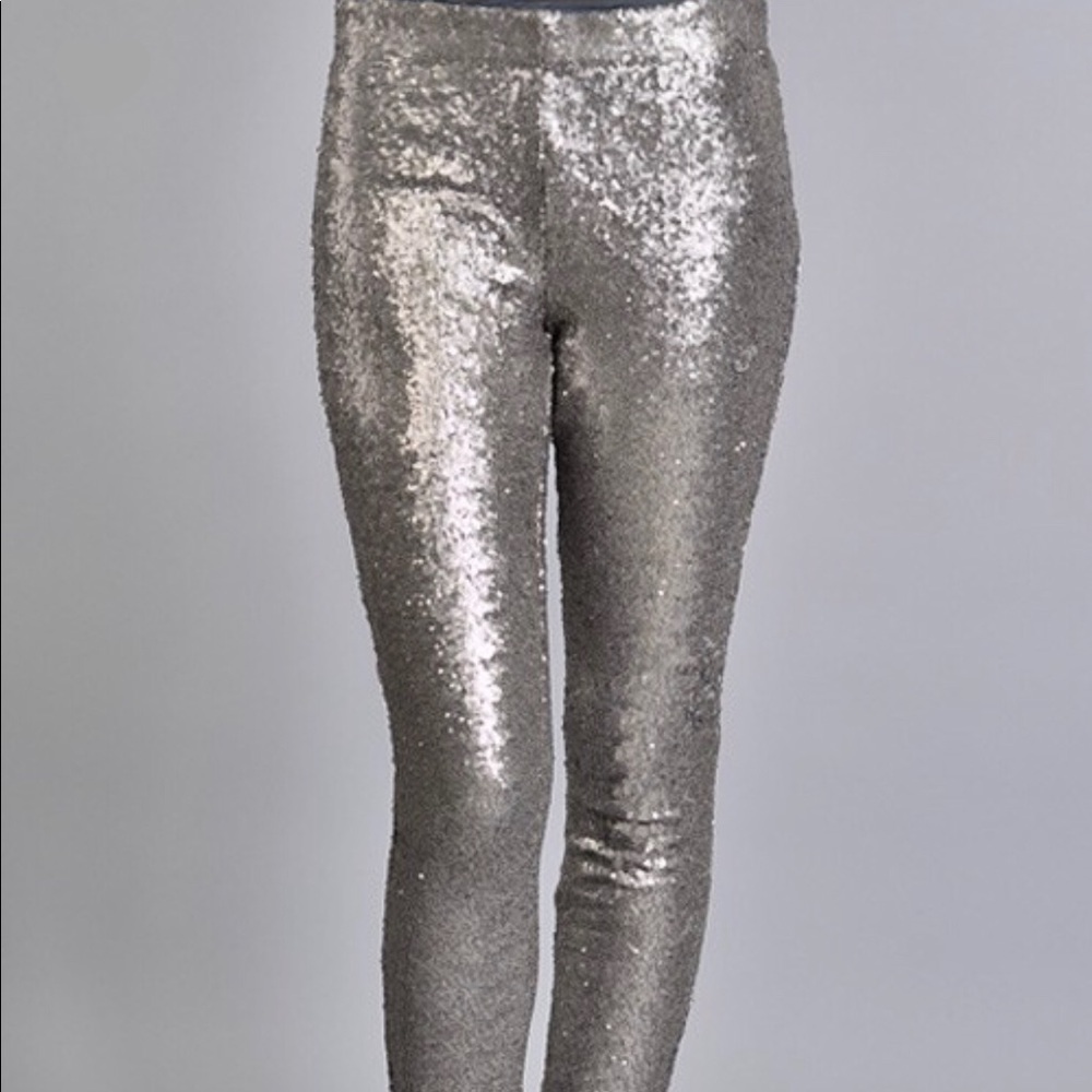 Silver Sequined Leggings - Picture 6 of 8